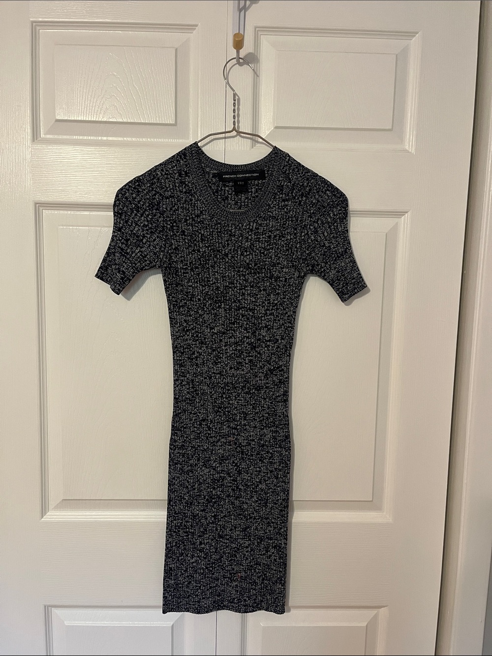 French Connection Black Heather Ribbed Midi Dress